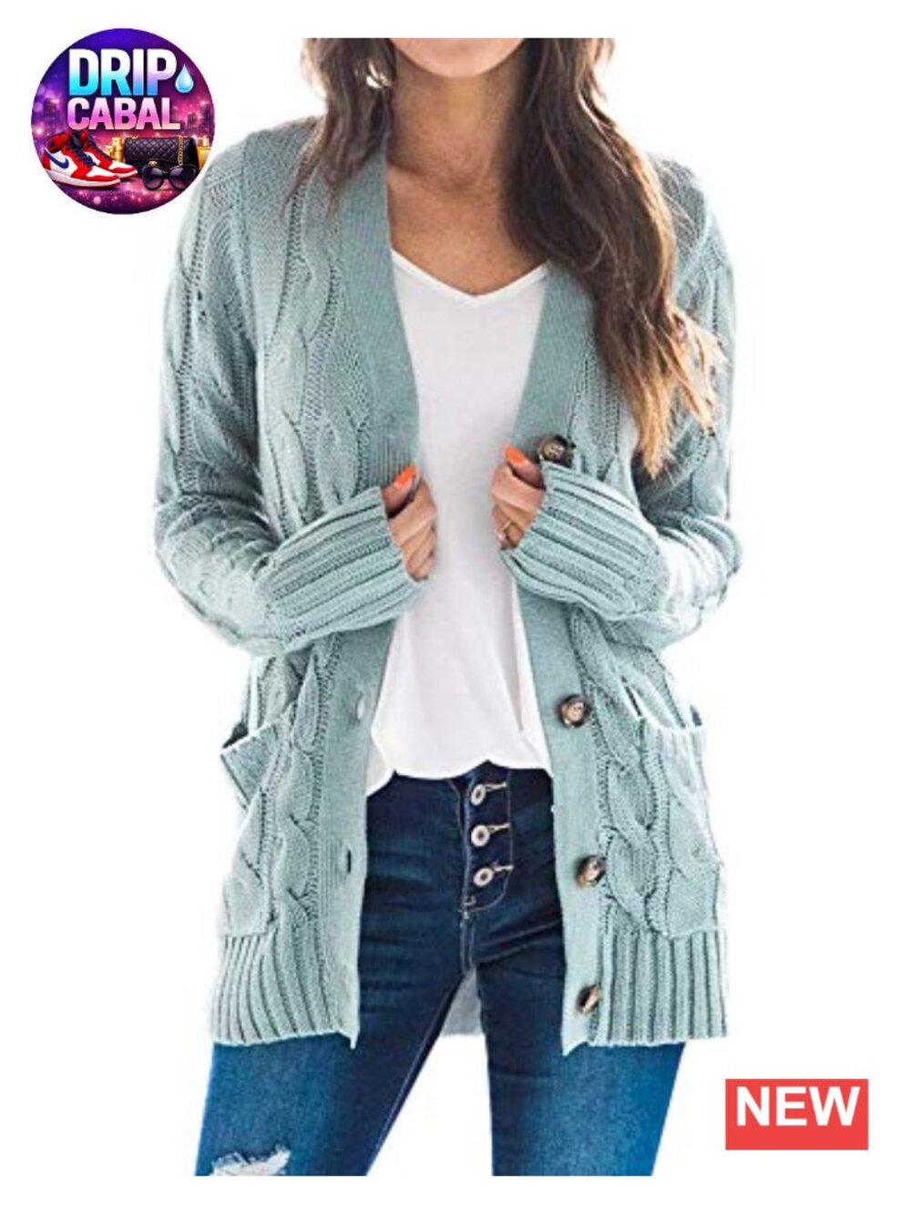 Women's Chunky Cable Knit Cardigan Long Sleeve Button Down Open Front Sweater